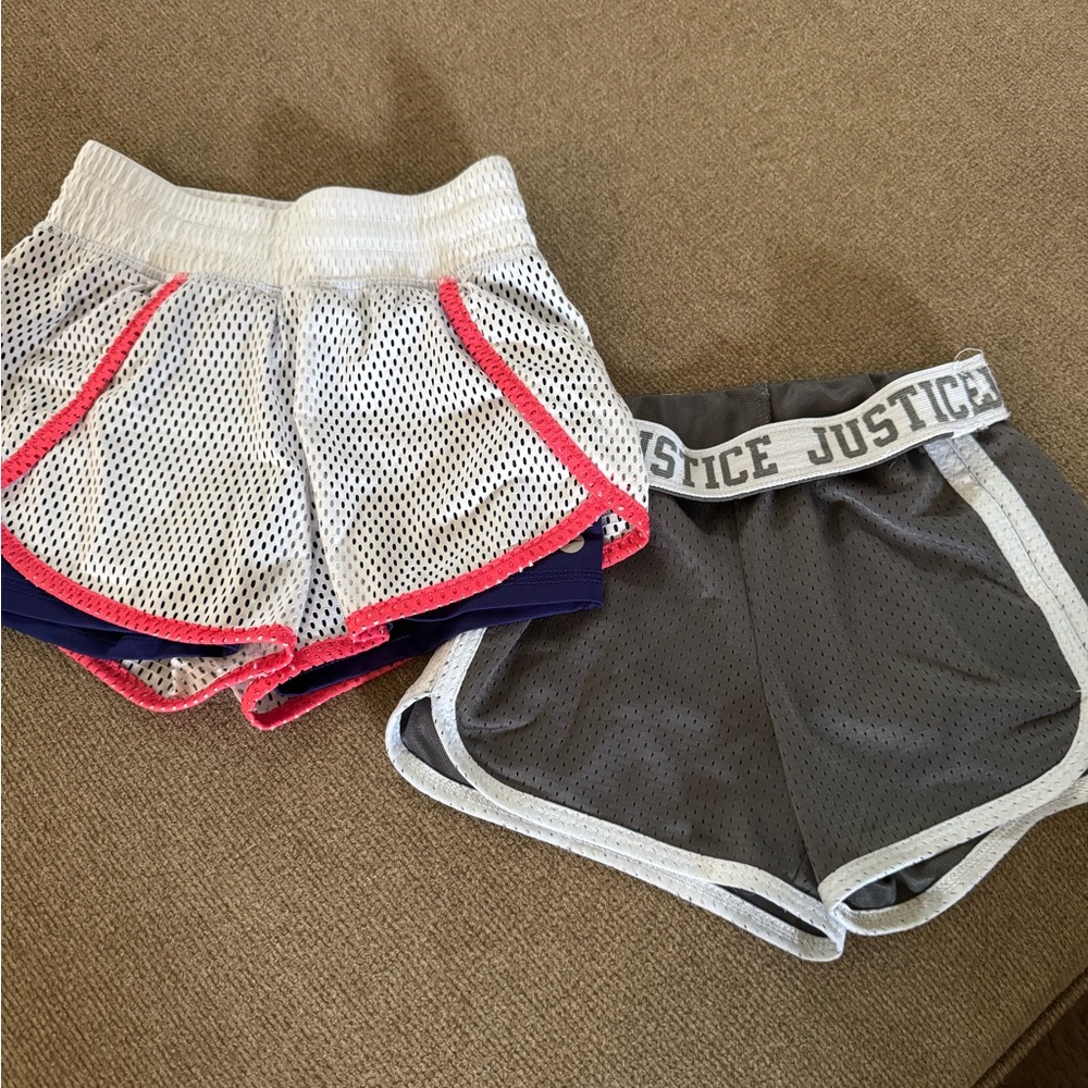 Kids Mesh Shorts Duo - White with Pink and Gray with White
